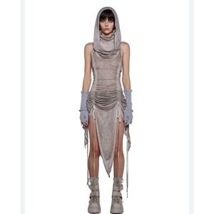 Dolls Kill TEMPO RUCHED HARNESS DRESS - OFF WHITE NWT SOLD OUT